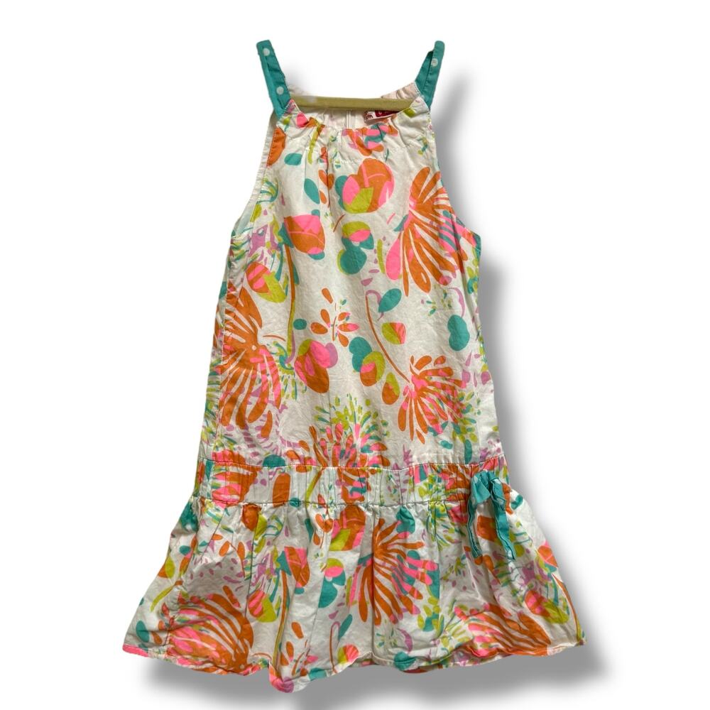 DPAM White‎ Teal Orange Floral Cotton Sundress Size 6 Du Pareil au Meme Dress